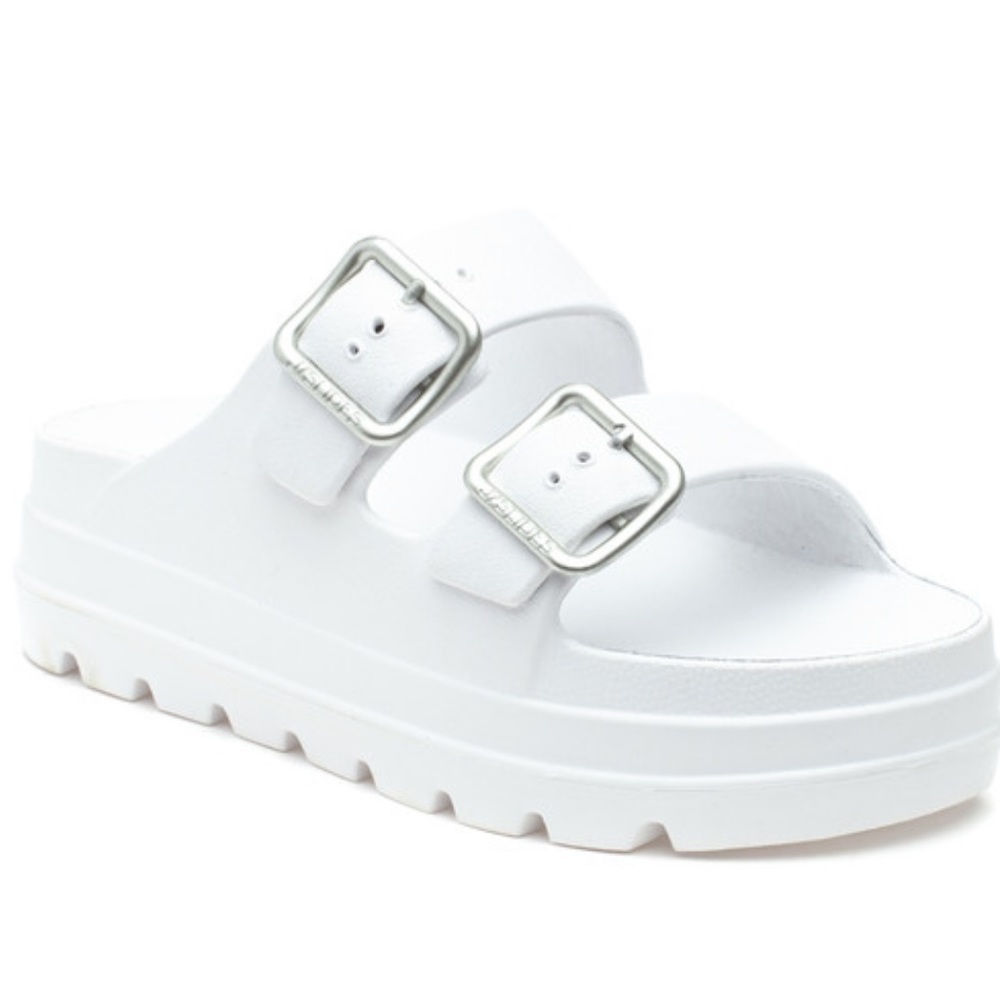 J.SLIDES white leather baha